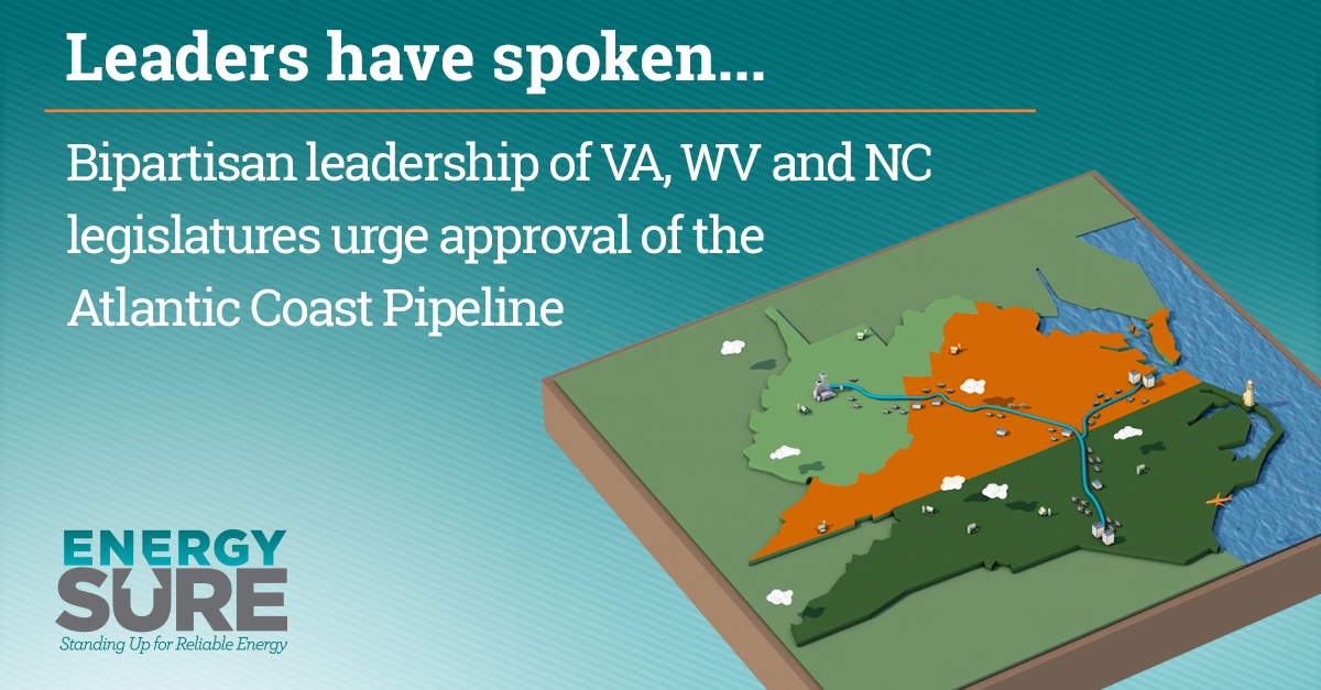 Bipartisan leadership of Virginia, West Virginia and North Carolina legislatures urge approval of the Atlantic Coast Pipeline